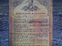 A Plaque Of Benefactors.  One of several plaques in the Grand Hall showing benefactors and their contributions.