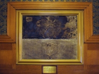 Stones Of The Cutlers' Company.  The plaque below the stones says, "These stones, representing the arms of the Cutlers' Company, were discovered at No 47-49 West Bar Sheffield, which formerly belonged to Mr Tobias Ellis, Master Cutler in the year 1718, and were presented to the Cutlers' Company by Vivian Sutcliffe and removed to the Cutlers' Hall in May 1912." The date on the stone is 1692. I don't think that the stone mason had ever seen an elephant.